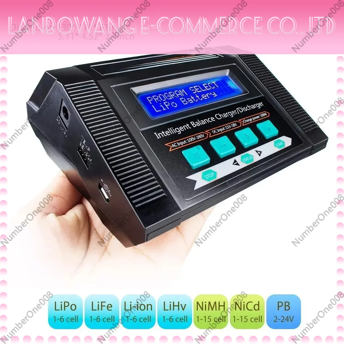 100W 10A Multifunctional Smart Balance Charger AC/DC Dual Input Support LiHV NiMH Overcurrent Protection RC Model Tool