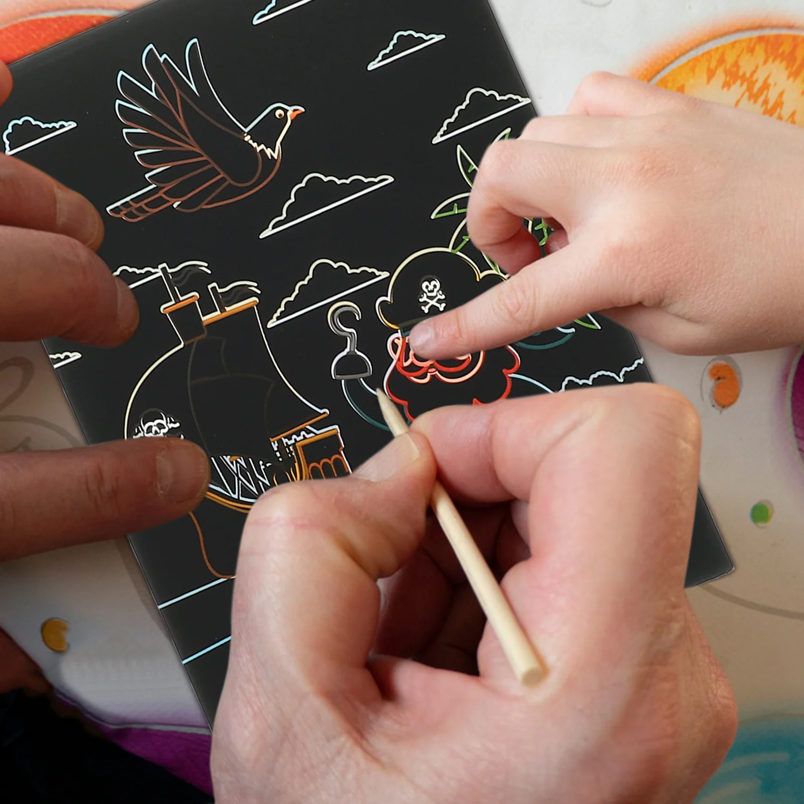 

1Set Pirate Scratch Painting Set Creative Kids Scratch Paper Art for Hand Eye Coordination and Color Recognition