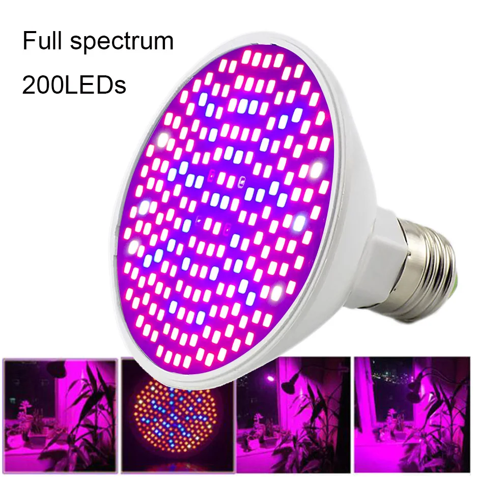 وصل جديد النبات تنمو LED الطيف الكامل 200 LED لمبة أشعة الشمس الصفراء للداخلية الدفيئة بذور الخضروات Cultivo فيتو مصباح