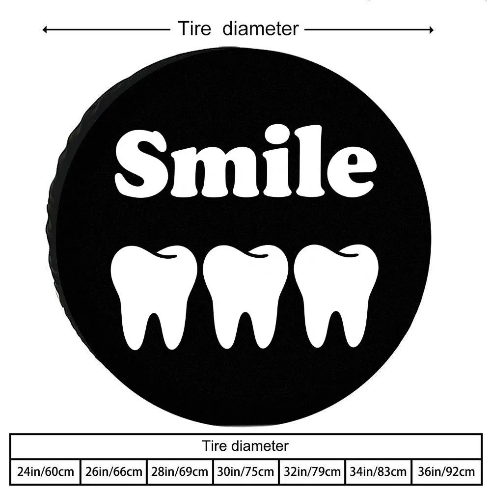 Smiling Teeth Pattern Tire Cover Durable Polyester Outdoor Spare Wheel Protector for SUV Truck