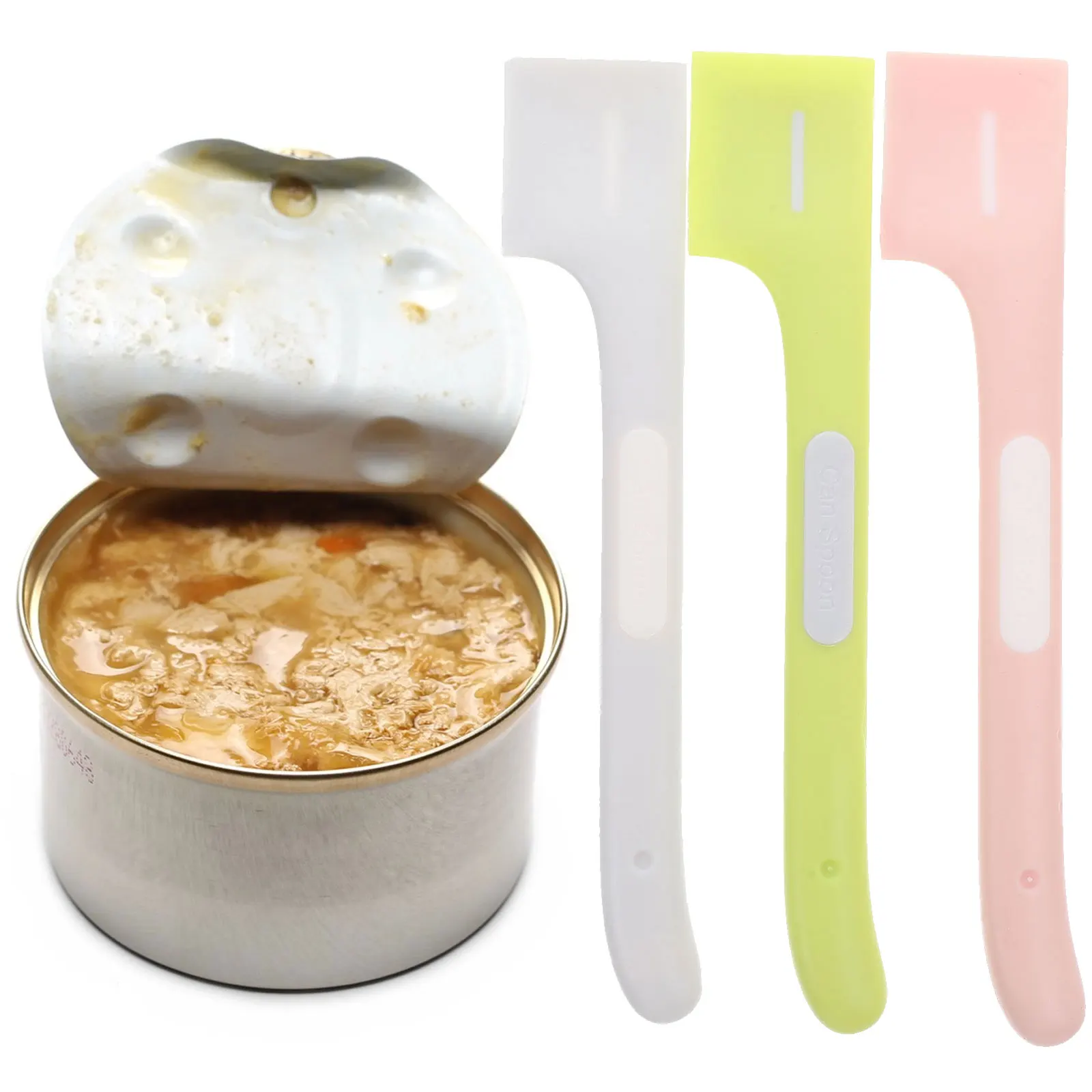 

3 Pcs Pet Feeding Spoon Handle Cat Dog Food Scoop Mixing Spoons Practical Design Easy Open Can for Wet Food Kitten