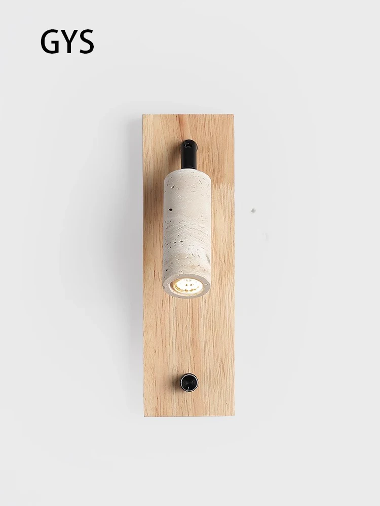 

Led Wall Lamp Bedroom Bedside Wabi Sabi Style Light Stone Log Wood Color Lighting Fixture Room Decoration G9 Replaceable Bulb