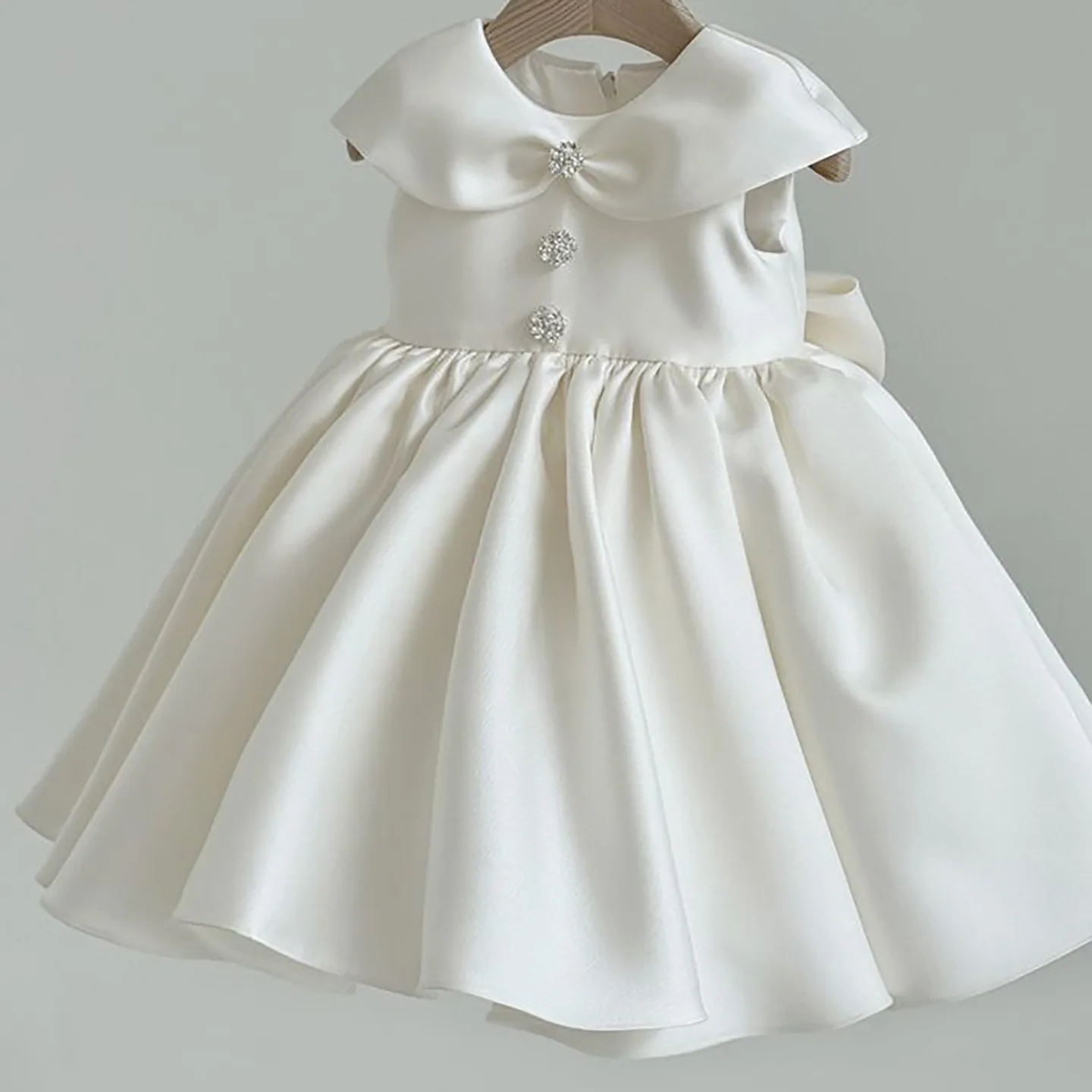 فساتين الأميرة الساتان القوس كريستال اللؤلؤ زهرة فتاة فساتين التواصل الأول عيد الميلاد هدية الكريسماس حفل زفاف عيد ميلاد