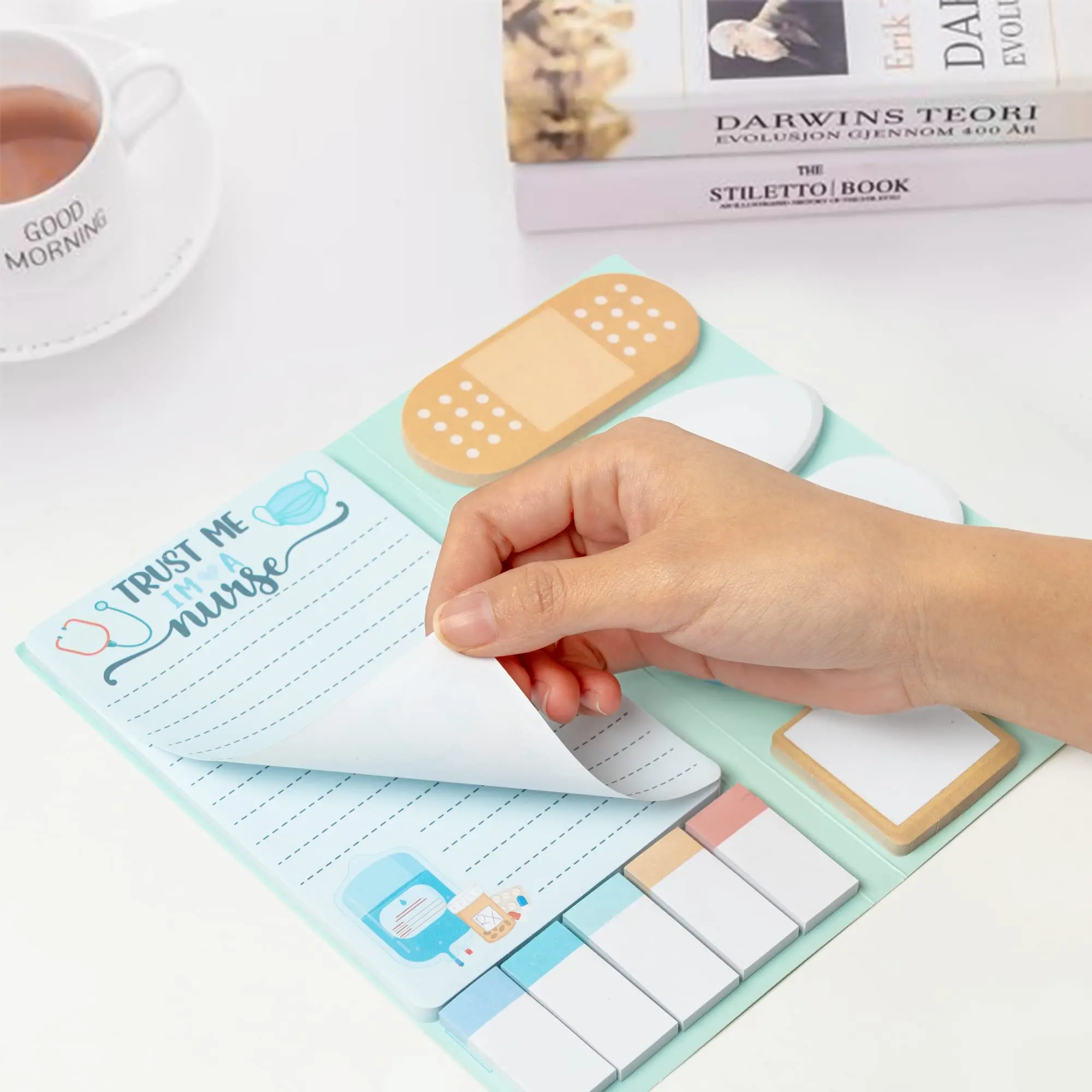 440 Sheets Nurse Sticky Notes Set, , Cute Cartoon Medical Supplies Self-Stick Notes Pads Bundle Writing Memo Pads for Nursing St