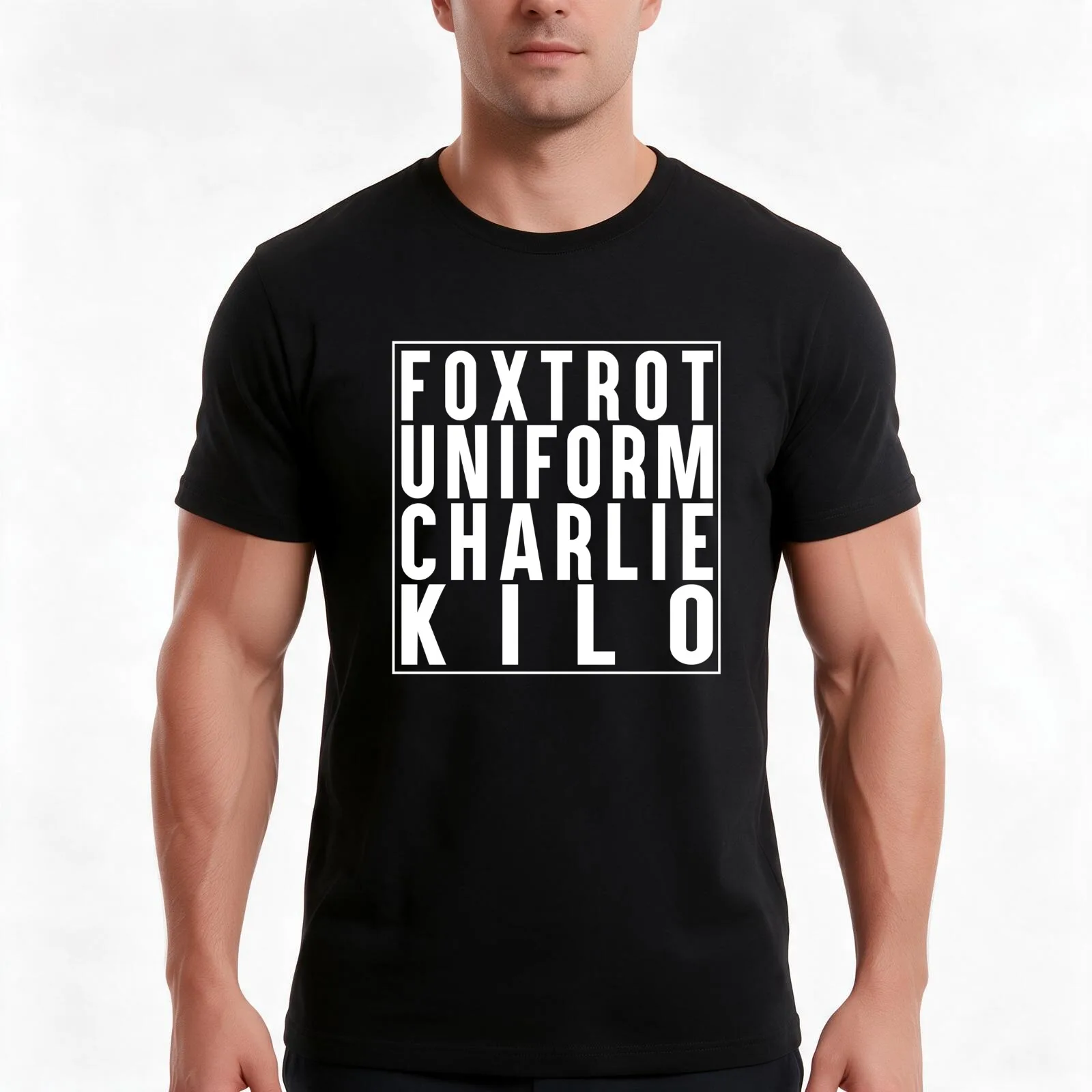 Foxtrot Uniform Charlie Kilo T-Shirt, Summer Casual Cotton Tee, Oversized Streetwear Tops, Vintage Graphic Print, 100% Cotton