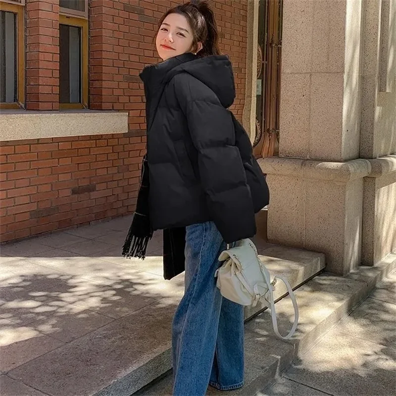 2024 New Winter Jacket Women Casual Hooded Cotton Puffer Coats Thicken Warm Down Cotton Parkas Puffer Coat Zipper Padded Outwear