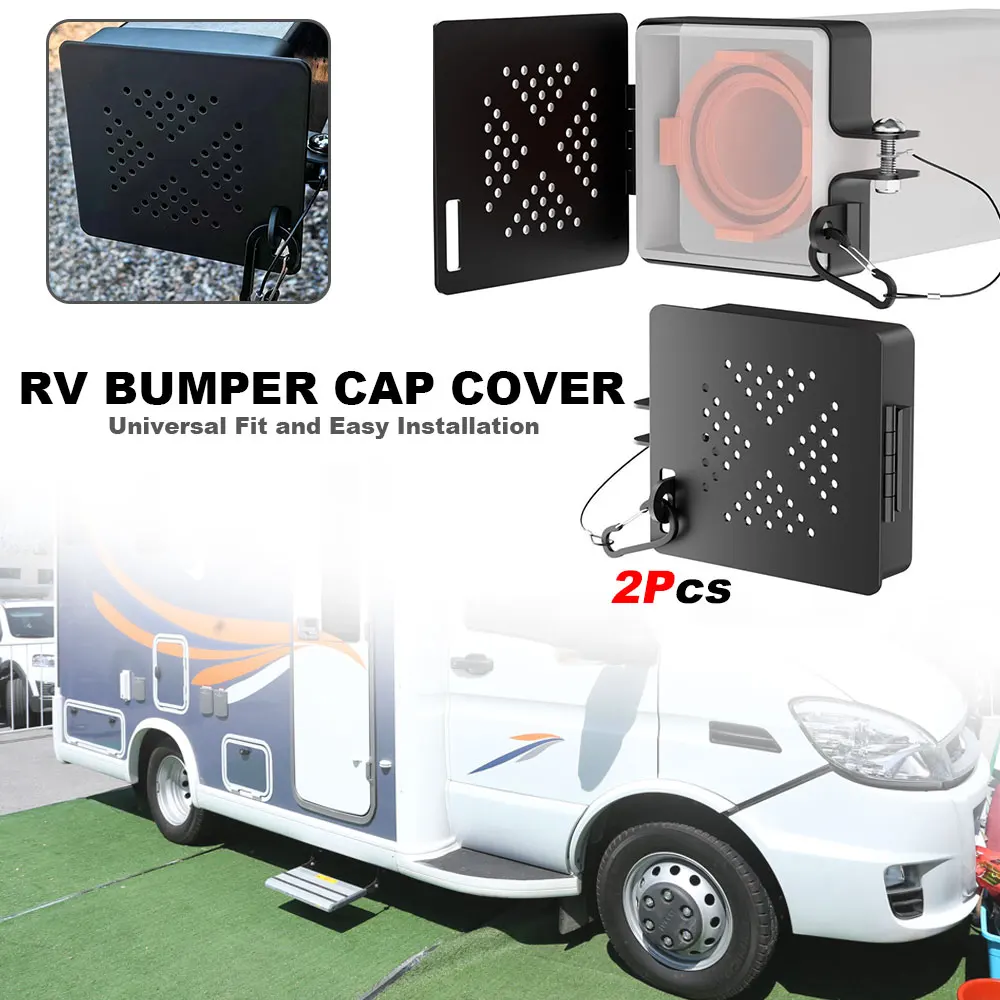 F26A 4inch RVs Square Bumpers End Caps Metal RVs Bumper Plug End Caps Covers Replacement Convenient Storage Solution For RV