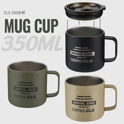 Outdoor Tactical Cup 304 Stainless Steel Double-Layer Insulation Cup Portable Picnic Coffee Cup Tea Cup With Lid Camping Cup