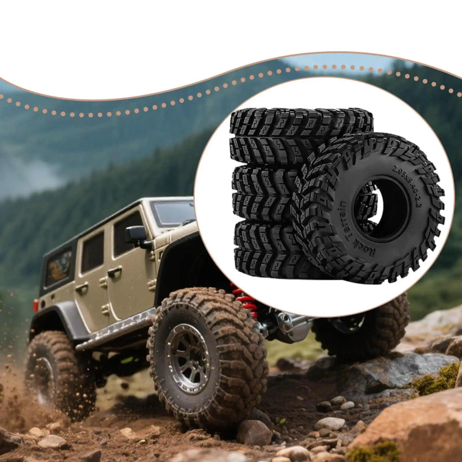 

4Pcs Tires High Performance Easy to Install Professional Repair Parts Attachment Sturdy Accessories Black for 1/8 D408 Axp8