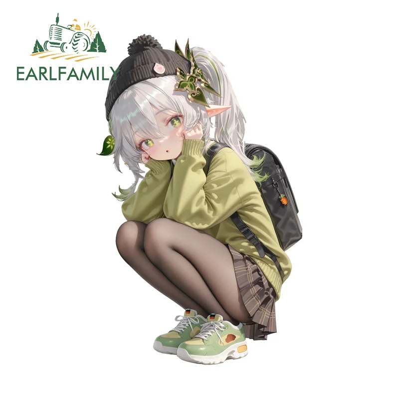 EARLFAMILY Nahida Chibi Loli Car Decal Creative Windshield Bumper Decals Practical Waterproof Motorcycle Car Bumper Window Decor
