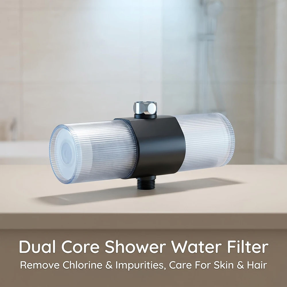 Premium Dual Core Filter Shower Purifier, ACF + 15-grade Filtered Particles, Filter Impurities, Care For Sensitive Skin & Hair