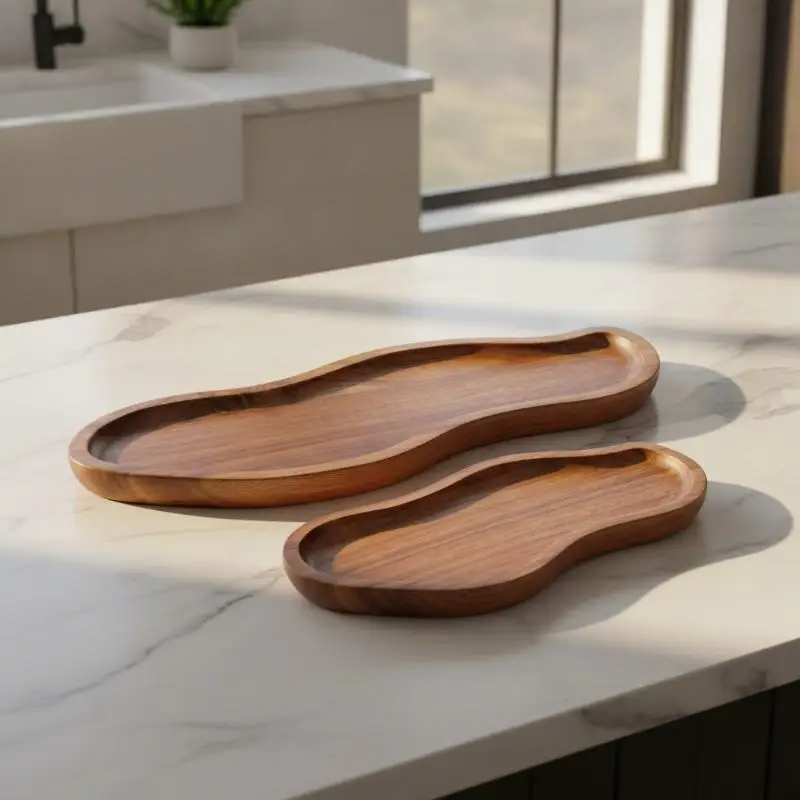 Easy to Clean Solid Wood Bathroom Sink Tray Durable Countertop Organizer for Vanity Dressing Table Bathroom Decor