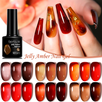 LILYCUTE 7ml Jelly Amber Gel Nail Polish Semi Permanent UV Gel Brown Translucent Gradient Leopard Print Nail Art Gel Varnishes