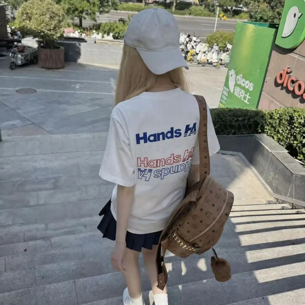 Men's Women's Oversized Crew Neck T-Shirt Hands HA Couple Matching Repeated Logo Short Sleeve Streetwear Casual Fashion Tee