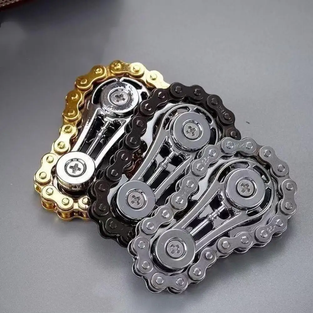 Mainan Jari Logam Rantai Roda Gigi Gyro Mekanik Gyroskop Putar Top Spinner Tangan Rantai Roda Gigi Sproket Jari