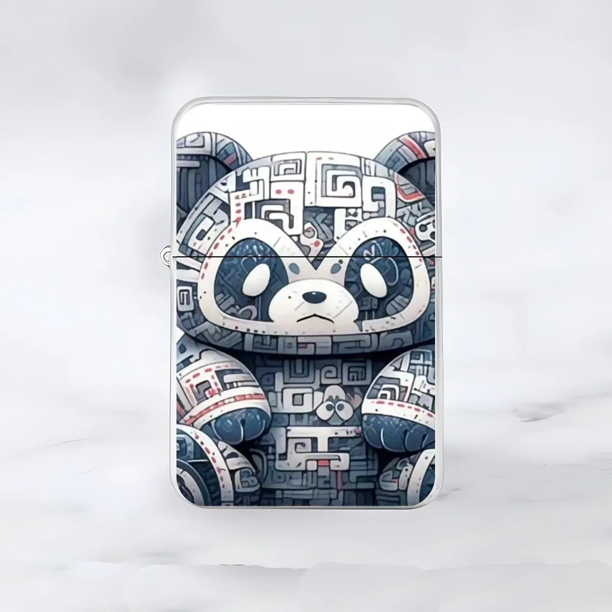 Cute Blue and White Porcelain Panda Lighter Metal Windproof Kerosene Lighter INS Wind Blue and White Lighter Gift