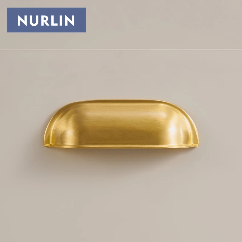 Nurlin Brass Cup Shape Pull Handle Cabinet Drawer Handles Vintage Pastoral Knobs Drop Shipping