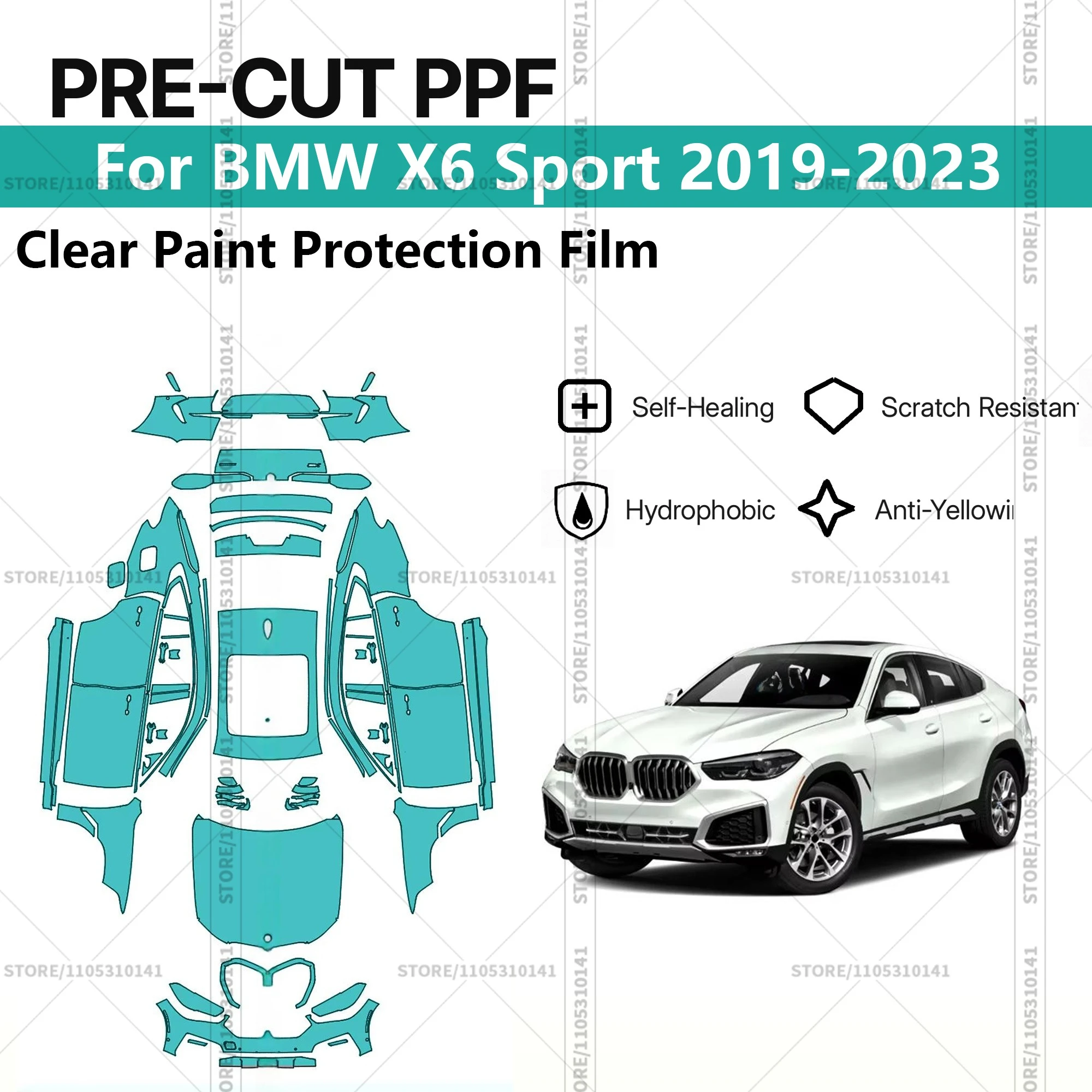 

For BMW X6 Sport 2019-2023 Pre-Cut Paint Protection Film PPF Transparent Car Film Professional Automotive PPF Full Vehicle