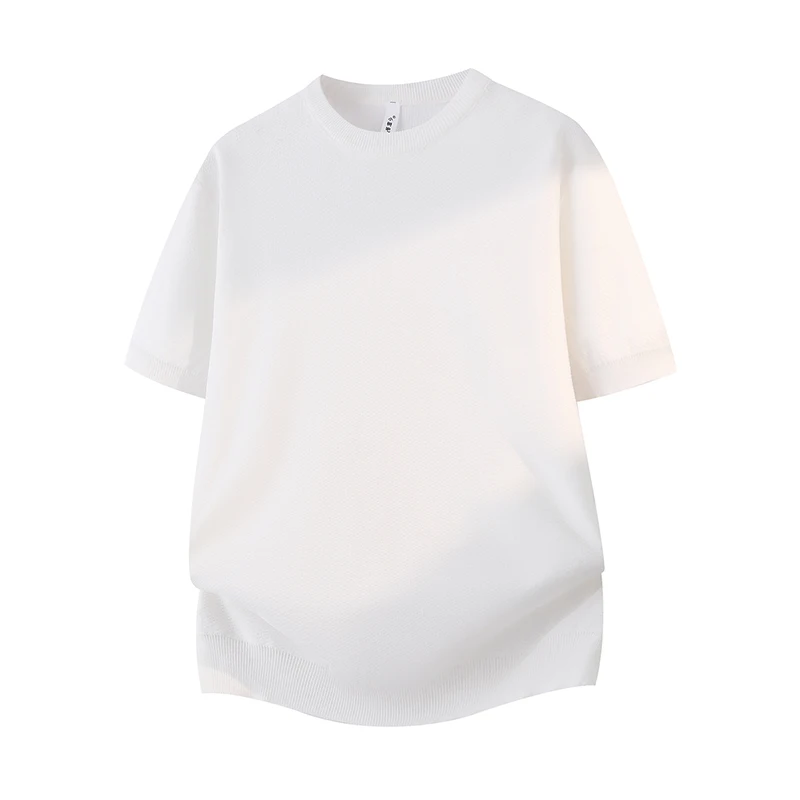 Mens Summer Short-Sleeve O-Neck Basic Knit Top Comfort Wrinkle-Resistant Casual Breathable Business Luxury Outdoor-Homewear Tops