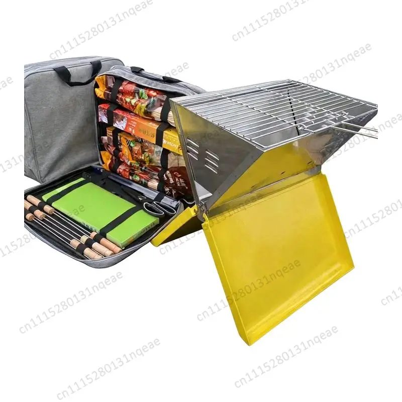 Outdoor Mini Charcoal Grill Stainless Steel Folding Kitchen Party Commercial BBQ Tools Set