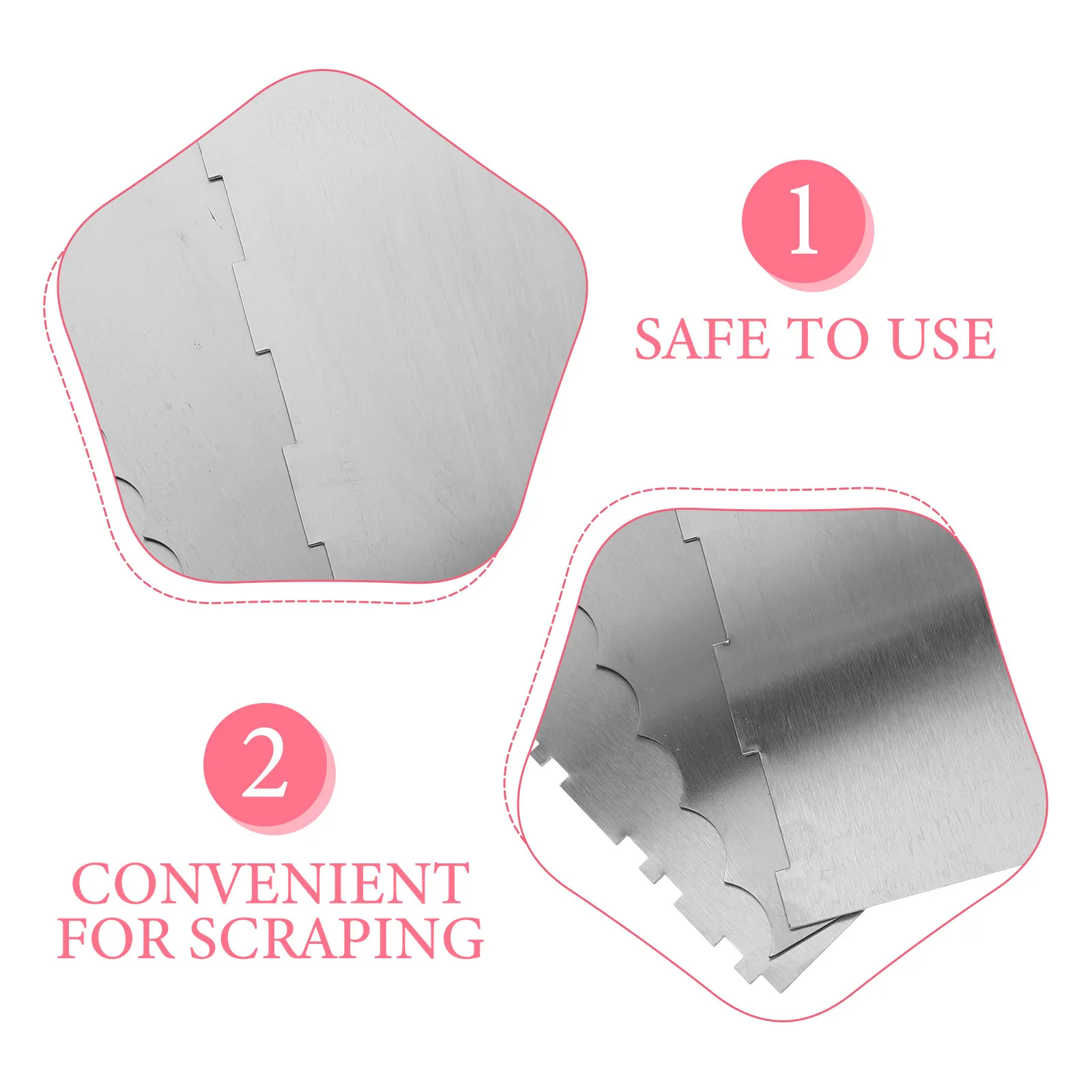 3Pcs Baking Set Tools Stainless Steel Cake Comb Scraper Smooth Square Pattern Edge Cream Stripe Design Smoothing