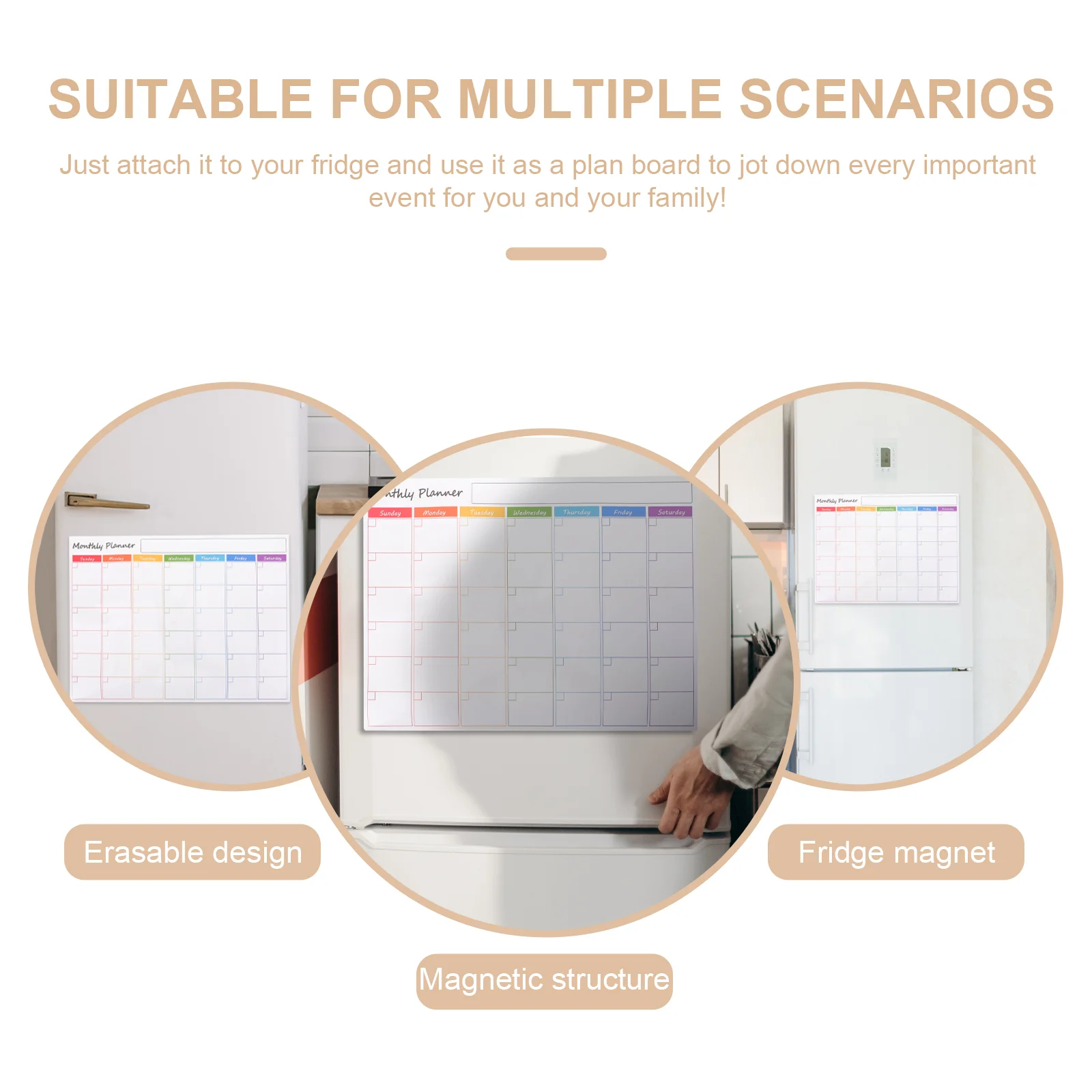 Monthly Planner Fridge Magnets Attachment White Board Calendar Dry Erase Whiteboard for Magnetic The Pet Refrigerator Planning