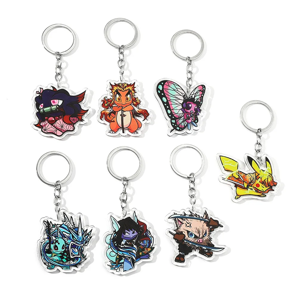 Pokémon Cosplay Demônio Slayer Keychain, 10cm, Pikachu, Gengar, Nezuko, Tanjirou, Saco Pingente Coleção, Chaveiro Do Carro, Ornamentos, Presentes