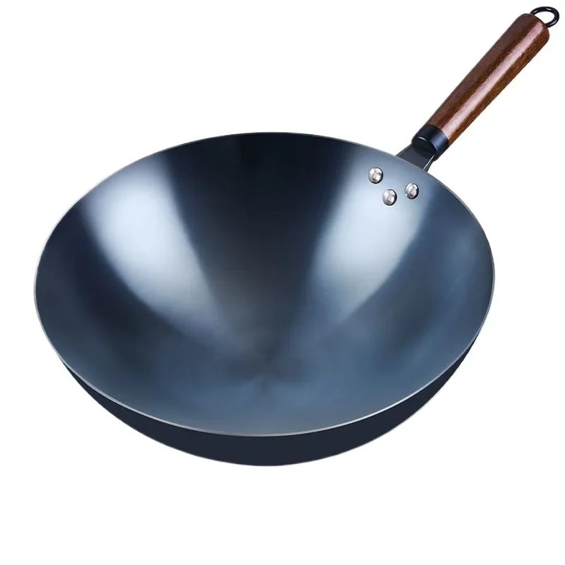 

Iron Wok Pan, 32cm Woks & Stir-Fry Pans No Chemical Coated Flat Bottom Chinese Woks Pan for Induction,Electric,Gas