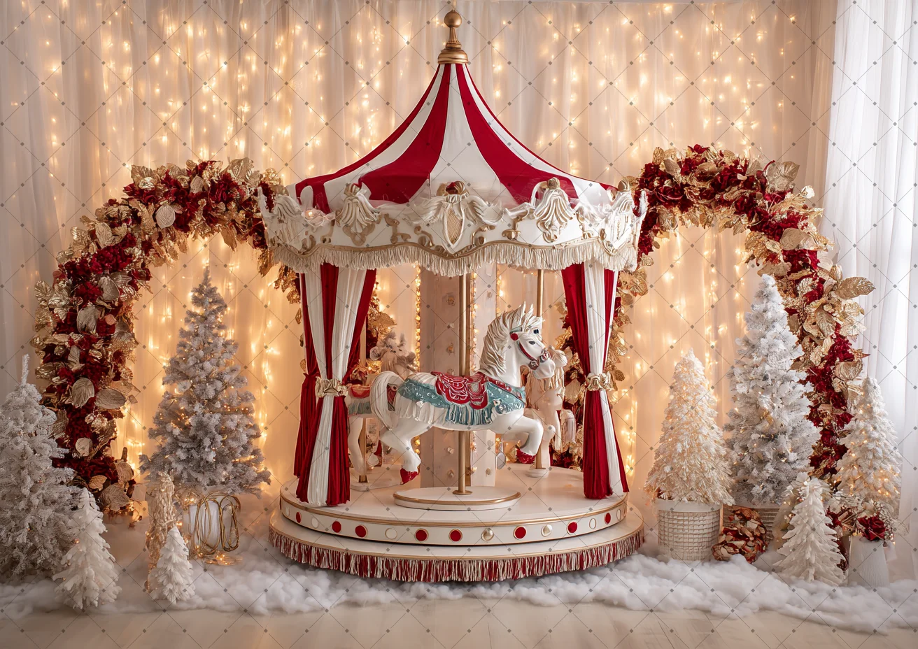 Red White Carousel Christmas B - огляд і ціна Photography Lighting White Background