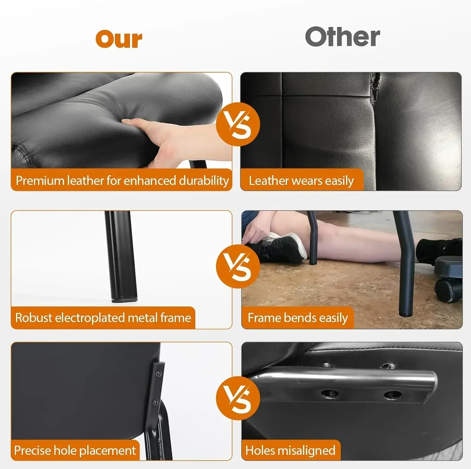 كراسي غرفة الانتظار بدون عجلات، مجموعة من 4 قطع، كرسي ضيوف مكتب الاستقبال الثابت من الجلد بأذرع مبطنة