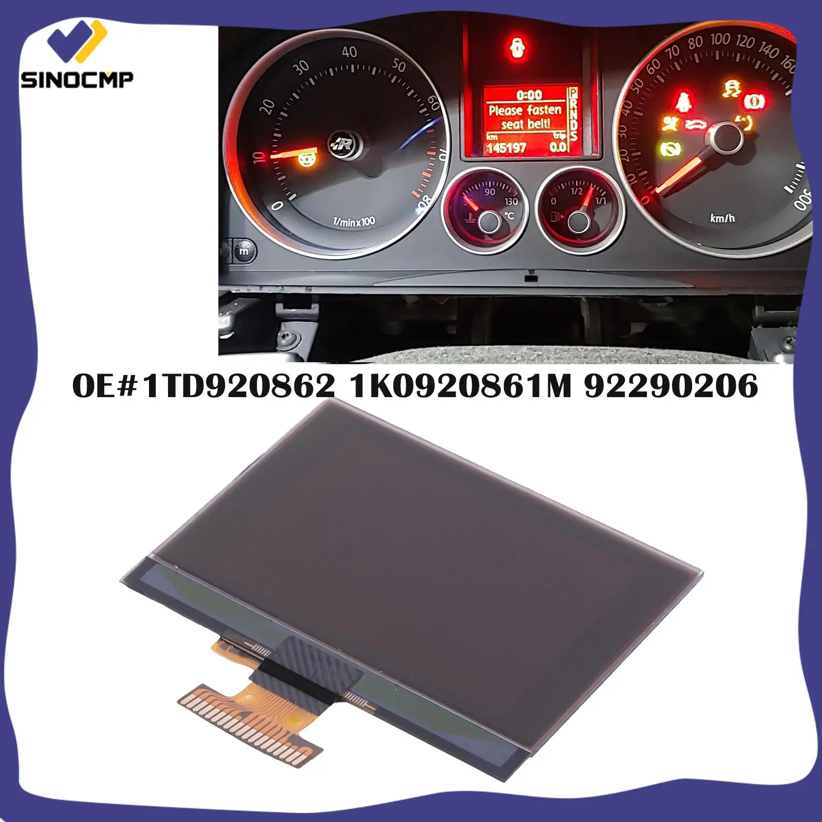 LCD Display Screen Dashboard For Golf V Touran Passat Jetta Mk5 Scirocco III 1TD920862 1K0920861M 92290206 Car Multimedia Player
