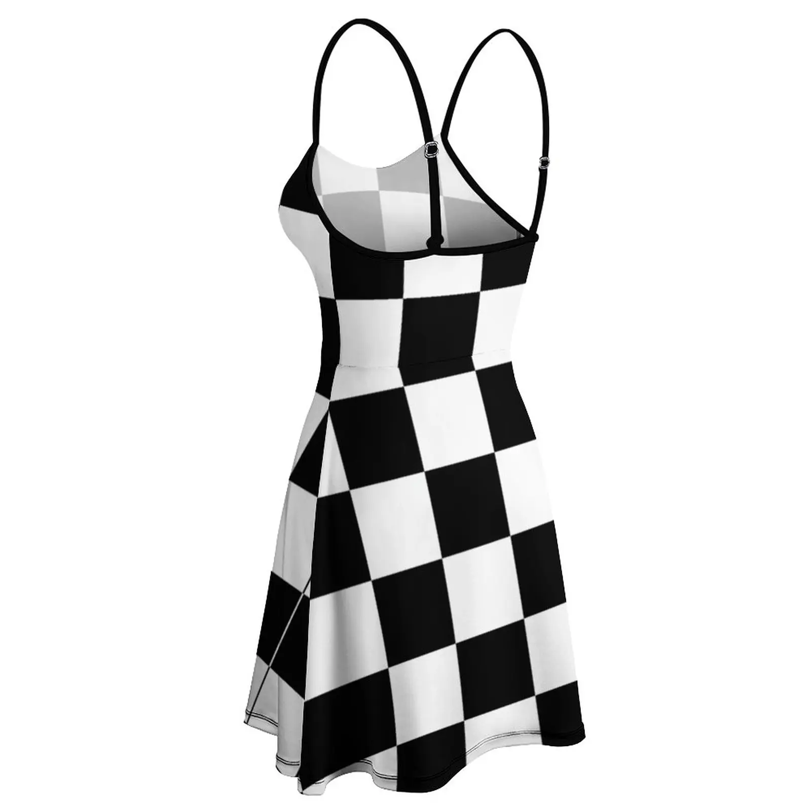 Checkered Flag. Chequered Flag. Motor Sport. Checkerboard Women's Sling Dress  Strappy Dress Classic Sexy  Woman's Dress  Clubs