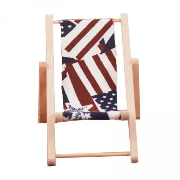 Doll House Beach Recliner Lounger Foldable Sling Chair Mini Toy Prop for Kids Fantasy Doll Kits Girls