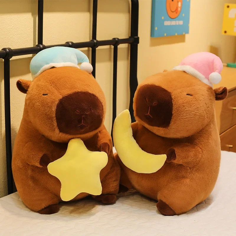 

Accompany Toy Sleep Hat Goodnight Capybara Doll Star Stuffed Capybara Plush Toy Fluffy Cute Capybara Fluffty Doll Christmas Gift