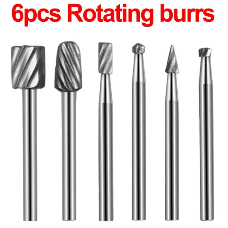 6Pcs HSS Routing Router Drill Bits Set Milling Cutter Rotary Burr Tool CNC Engraving Abrasive Tools Wood Metal Milling Cutter