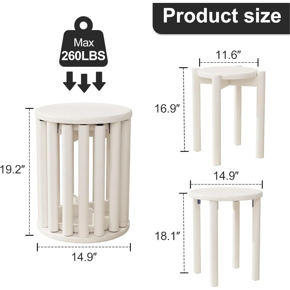 Bar Stools Set of 4, Stackable Stools,Wood Stool,18 Inch Stool,Stacking Stools,Nesting Stool,Top Stackable Round