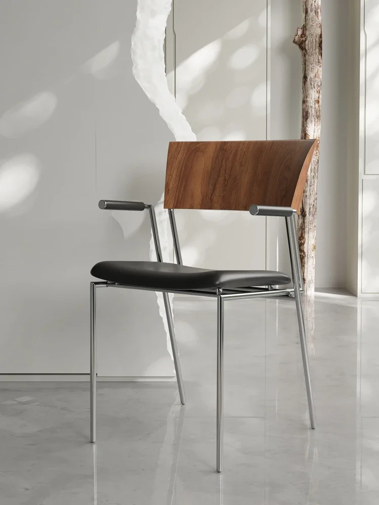 Italiano minimalista couro Home jantar cadeira, retro nórdico madeira maciça Designer, moderno luxo acessível