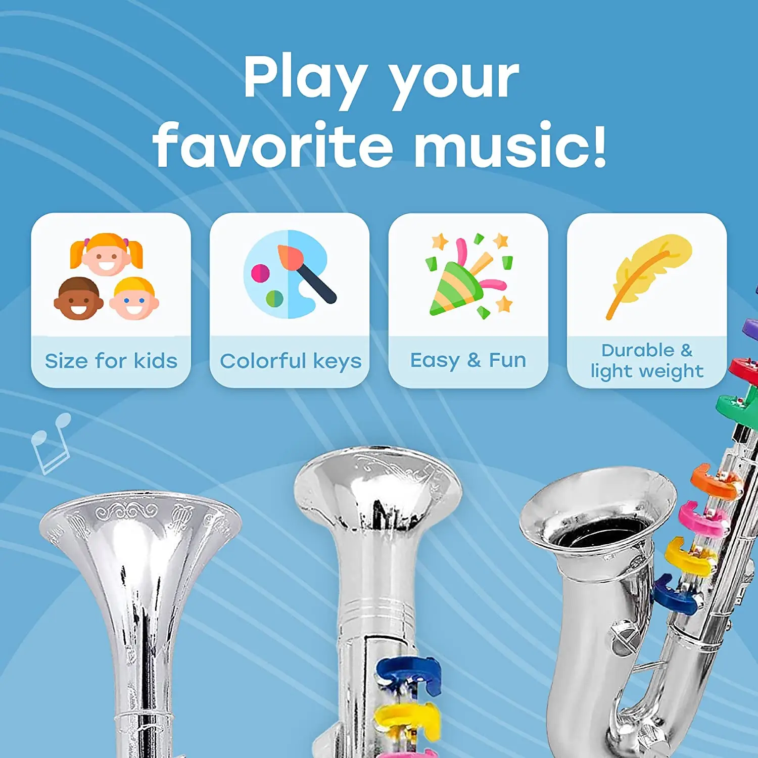 Toy Clarinet for Kids,Wind and Brass Musical Instruments for Toddlers,Toy Kids Clarinet with 8 Colored Coded Keys Teaching Songs