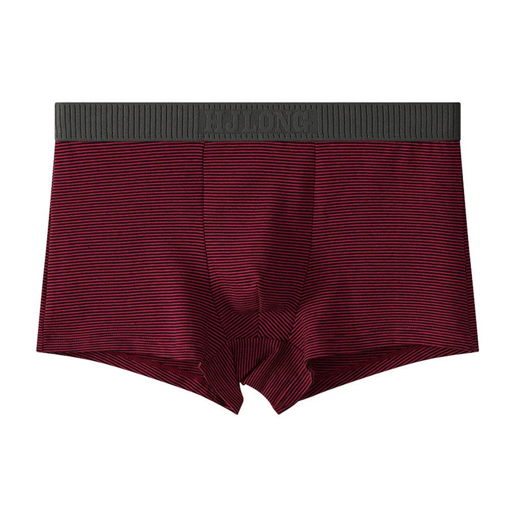Breathable Pouch Men\'s Cotton Boxers Stripe Pattern Underwear Briefs with Flexible Fabric Blend for Comfortable All Day Wear