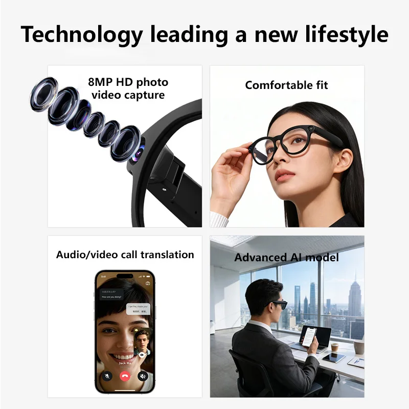 Intelligent Vision Smart Glasses With AI Translation 800W Camera Video Recording Bluetooth connection Motorcycle Glasses