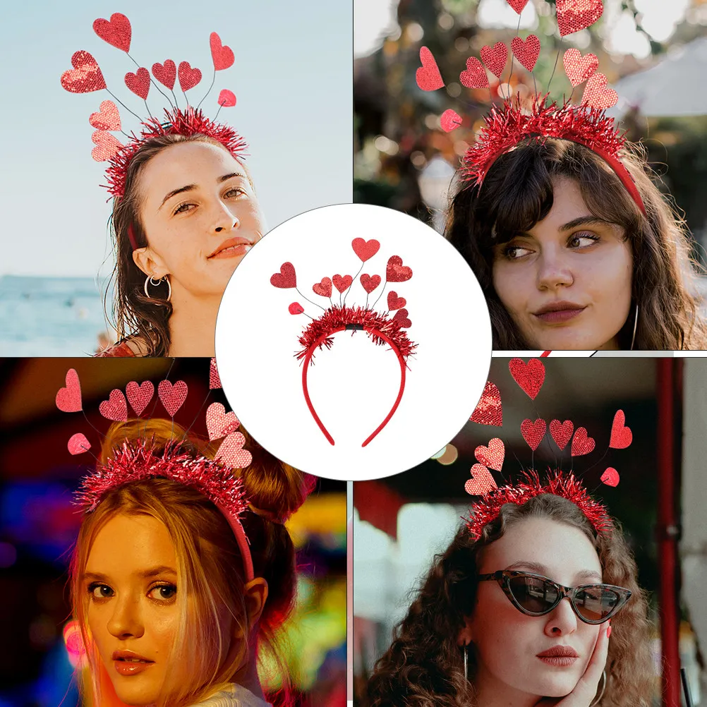 Valentine's Day Heart Hairbands – 2pcs Felt Cloth Lightweight Durable Party Wedding Festival Headband Accessory