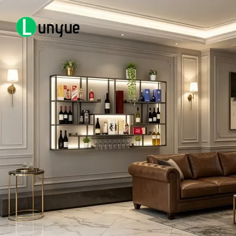 Industrial Style Wall Mounted Wine Rack Creative Storage Shelf Simple Design For Small Living Room Home Decor Space Saving