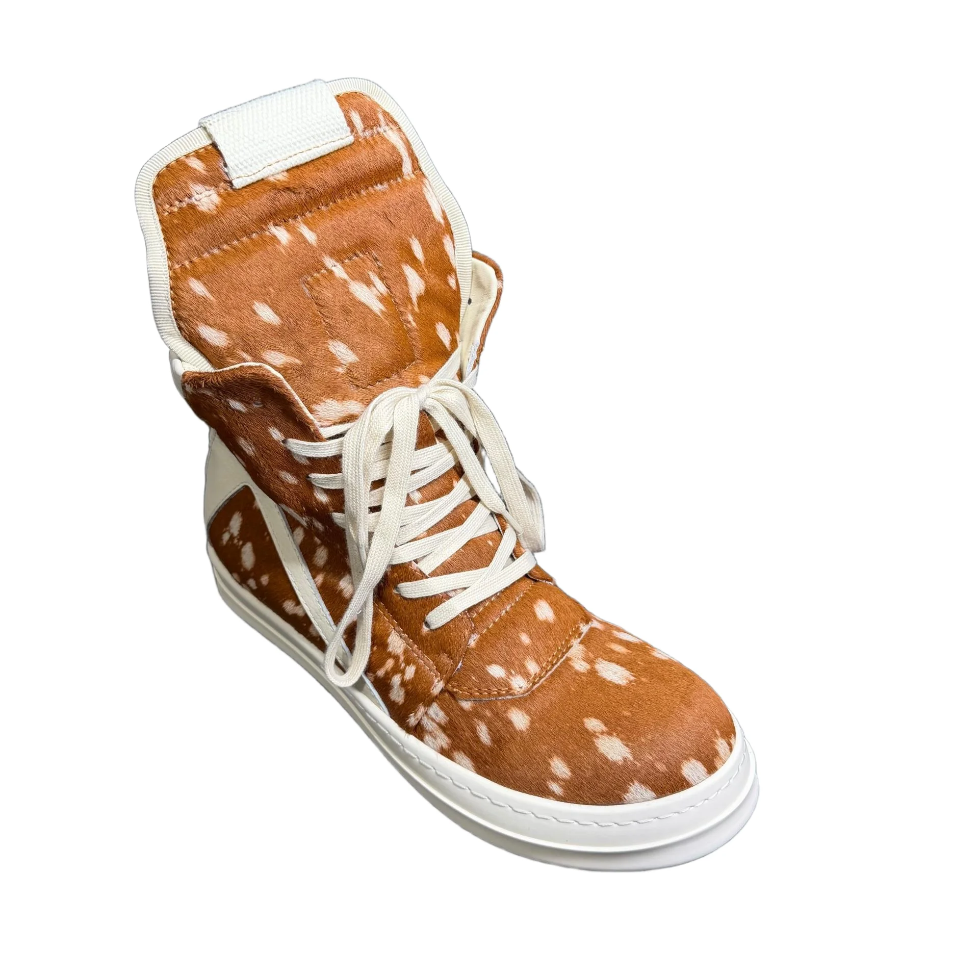High Top Shoe Fashion Ankle Boots Men's Brown Horsehair Women's Black Horse Hair Luxury Casual Sneakers Zippered Shoes