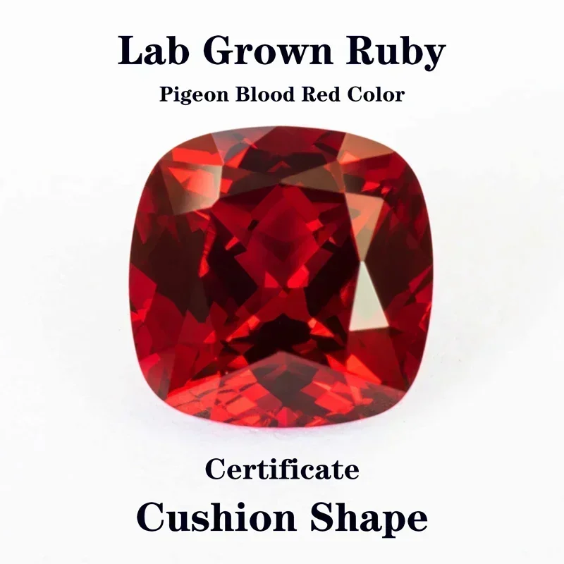 

Ruby Pigeon Blood Red Color Wholesale Lab Grown Cushion Cut Beads for Jewelry Making DIY Ring Necklace Materials or Certificate