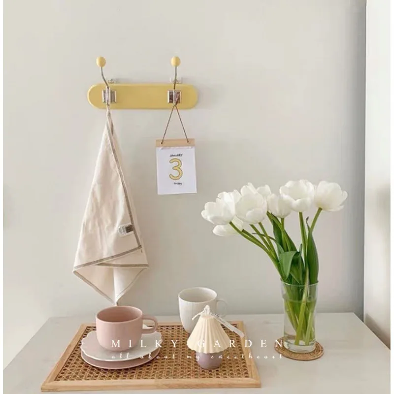 Joylove-Francês Retro Parede Pendurado, Brasão de Madeira Sólida Gancho, Ice Cream Cor, Bonito Dot Decoração, Quarto das Crianças
