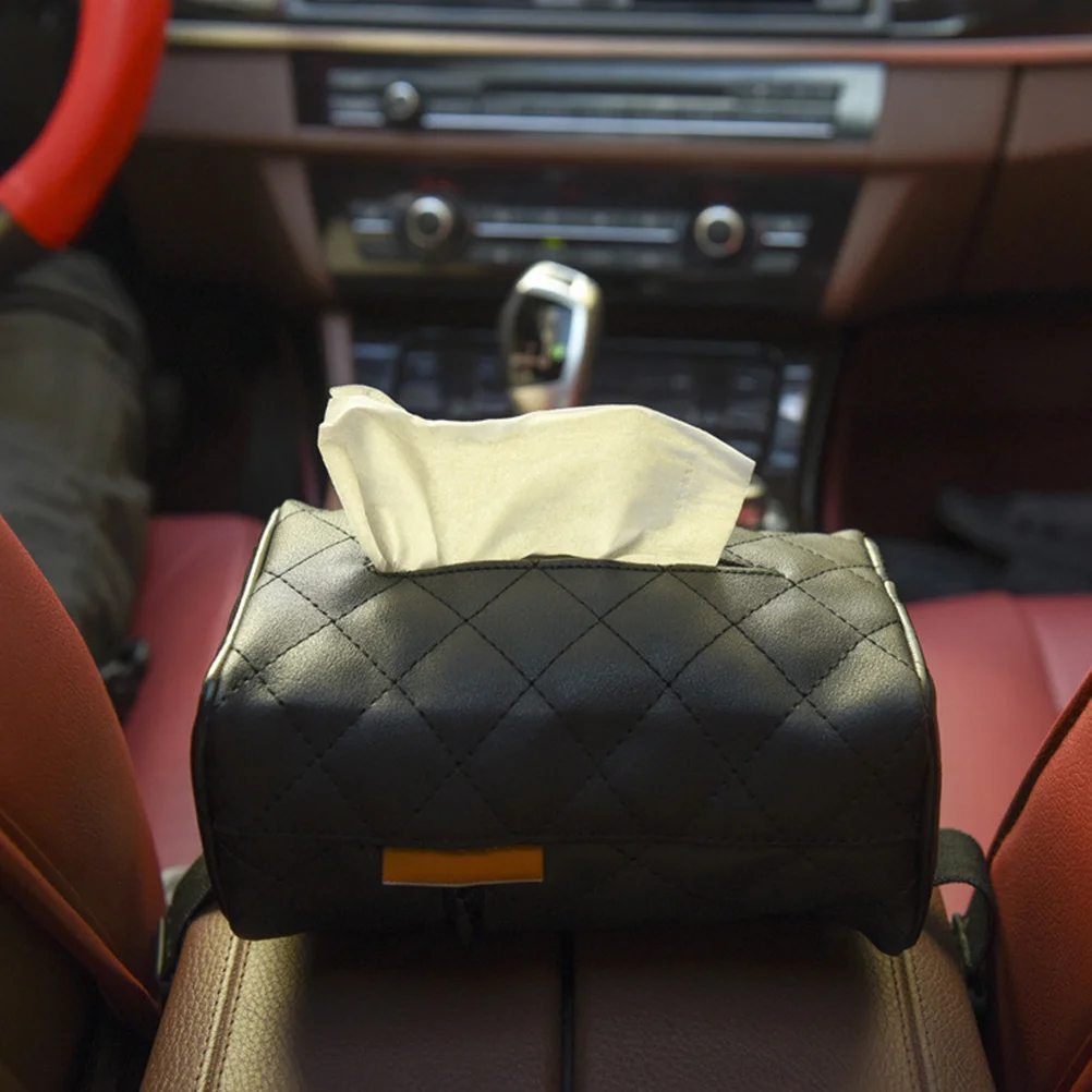 

Rectangle PU Tissue Box Cover for Car Home Office Use - Simple Design Holder for Facial Tissue