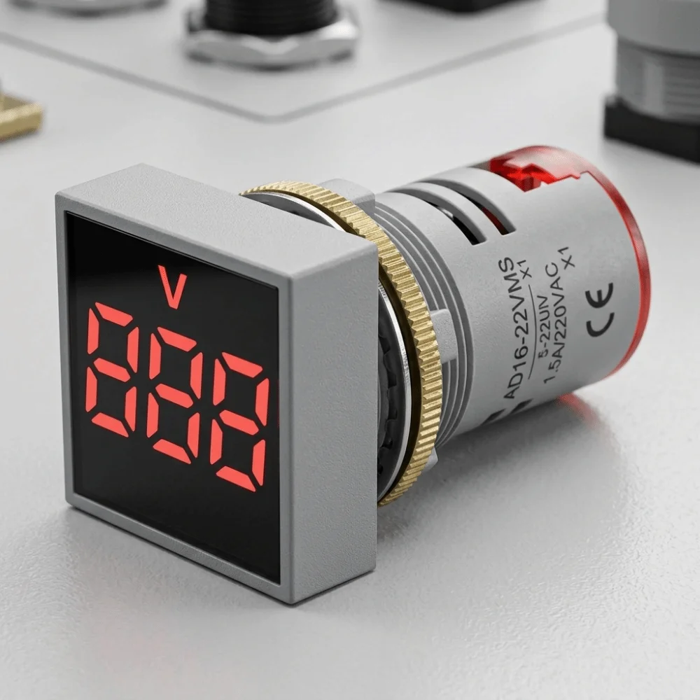 Professional 22mm Cutout Digital Voltage Meter 60-500V AC Indicator Light Panel LED Voltmeter Waterproof LED Digital Voltmeter
