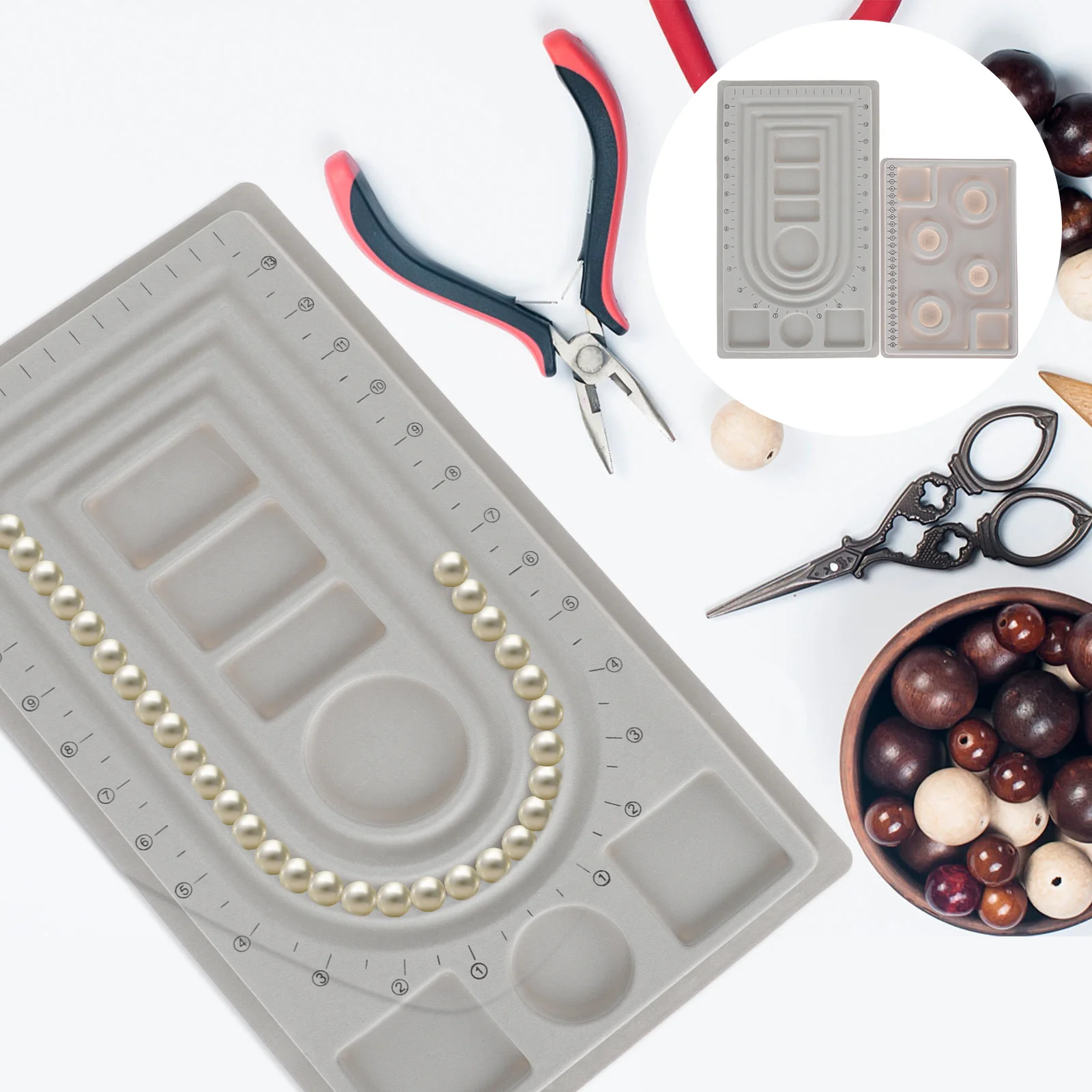 

2Pcs Bead Design Board Jewelry Making Tool Prevent Roll Off Bracelet Necklace Beading Tray Craft Lover Gift