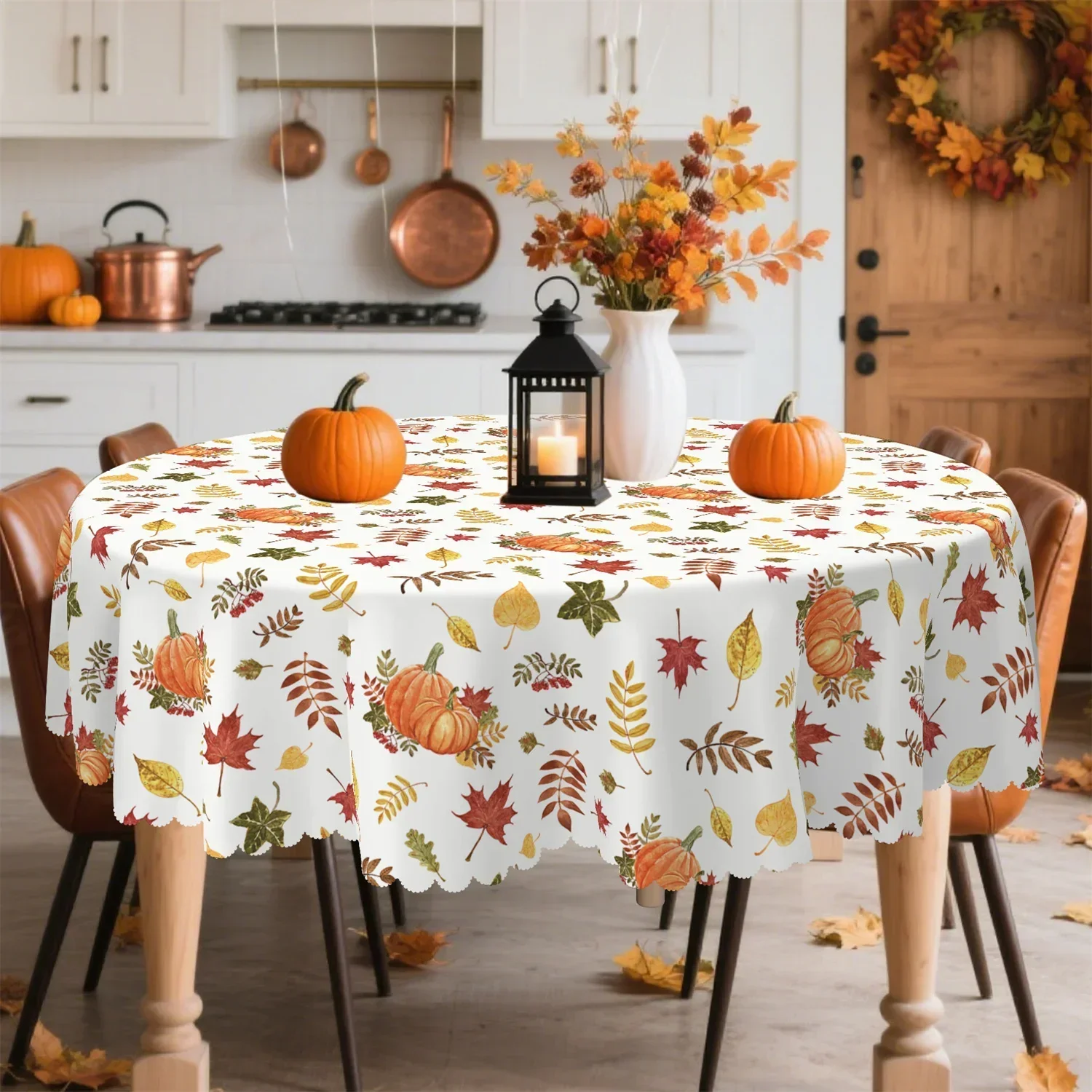 Pumpkin leaf foliage tablecloth for autumn, 1 pack, suitable for dining table, party and outdoor decorationxzj