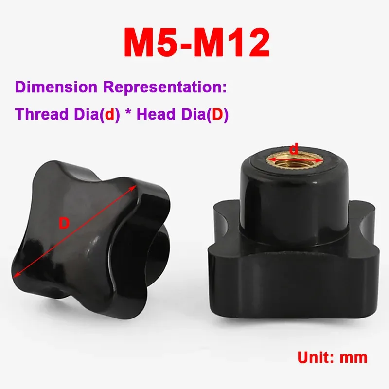 

Copper Core Internal Thread Hand Knob Four Star Cross Shape Bakelite Plastic Head